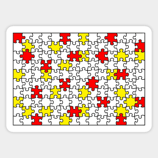 Jigsaw puzzle red and yellow colours Sticker